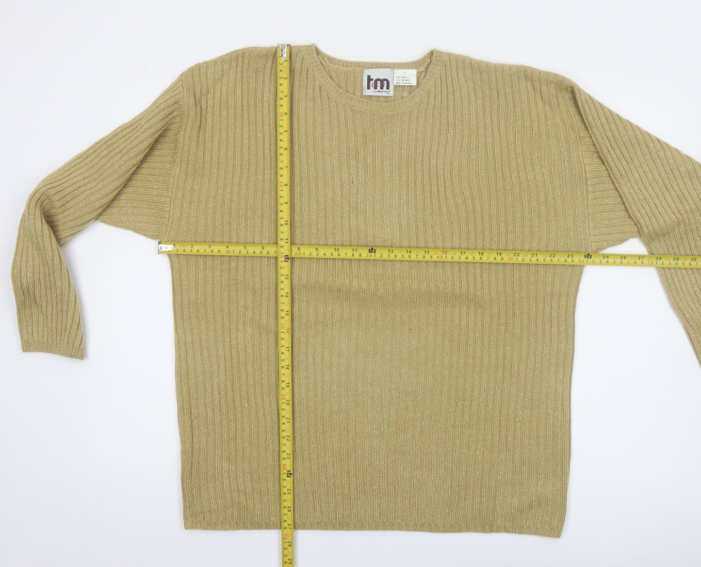 tm Sport Women’s Beige Ribbed Acrylic Knit Pullover Jumper M