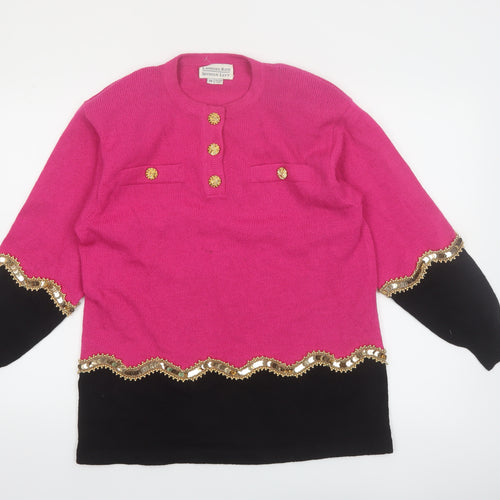 Lawrence Rich Seymour Levy Women's Pink Wool Embellished Jumper M