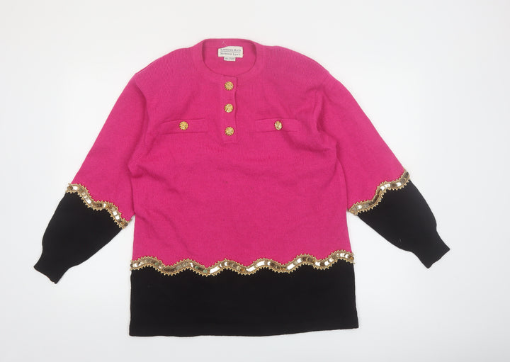 Lawrence Rich Seymour Levy Women's Pink Wool Embellished Jumper M