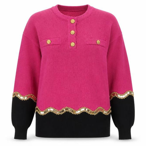 Lawrence Rich Seymour Levy Women's Pink Wool Embellished Jumper M