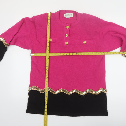 Lawrence Rich Seymour Levy Women's Pink Wool Embellished Jumper M