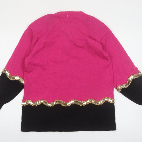 Lawrence Rich Seymour Levy Women's Pink Wool Embellished Jumper M
