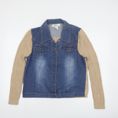 Kikit Maurice Sasson Women’s Blue Denim Cotton Jacket L Long Sleeve