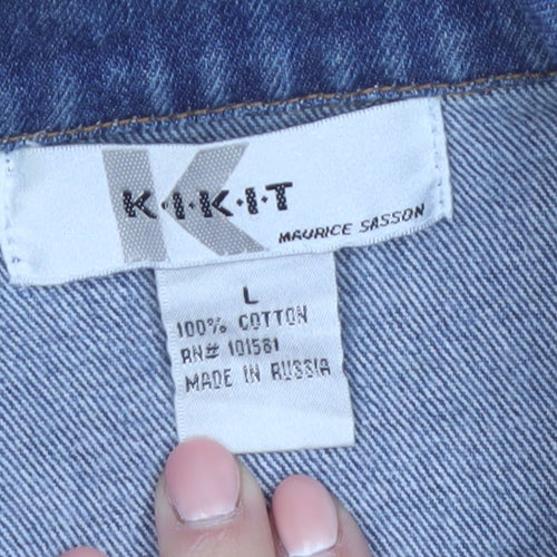 Kikit Maurice Sasson Women’s Blue Denim Cotton Jacket L Long Sleeve