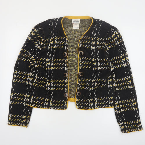 Leslie Fay Women’s Black Checked Cardigan Size 16 Acrylic Knit