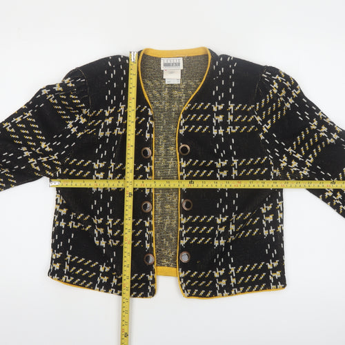 Leslie Fay Women’s Black Checked Cardigan Size 16 Acrylic Knit