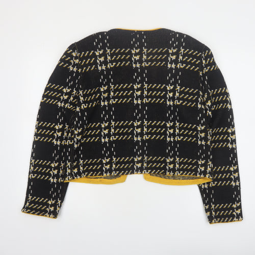Leslie Fay Women’s Black Checked Cardigan Size 16 Acrylic Knit
