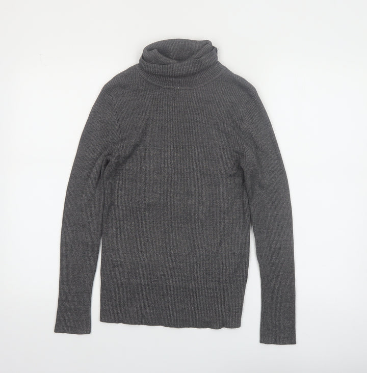 Faded Glory Women's Grey Roll Neck Knit Jumper Size L 12-14