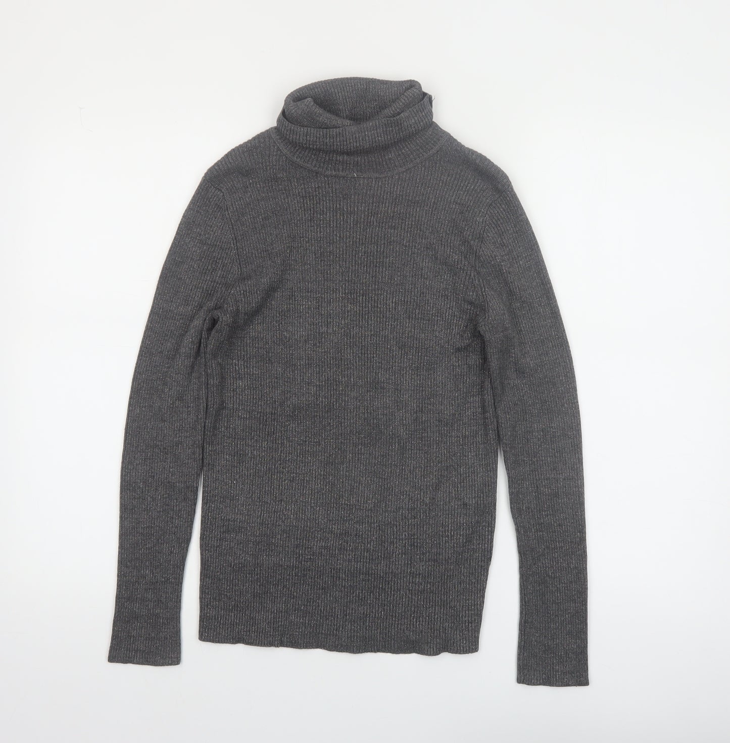 Faded Glory Women's Grey Roll Neck Knit Jumper Size L 12-14
