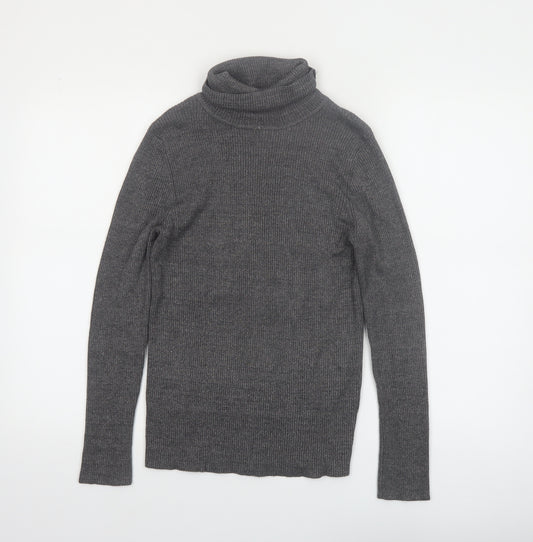 Faded Glory Women's Grey Roll Neck Knit Jumper Size L 12-14