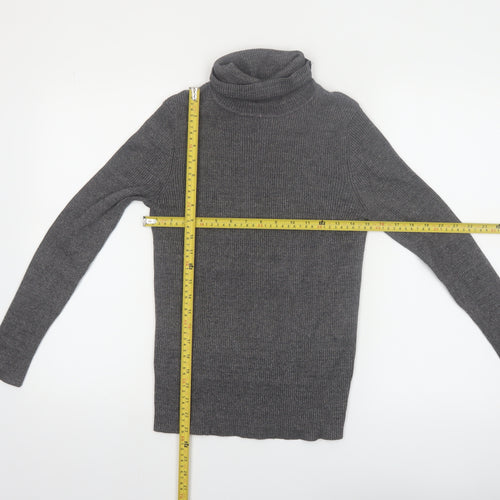 Faded Glory Women's Grey Roll Neck Knit Jumper Size L 12-14