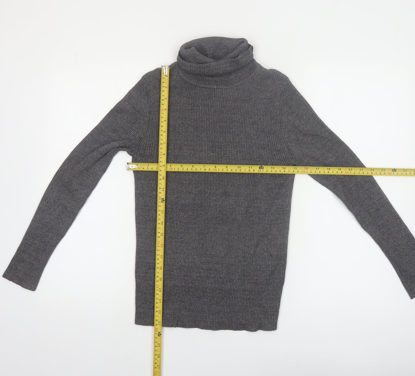 Faded Glory Women's Grey Roll Neck Knit Jumper Size L 12-14