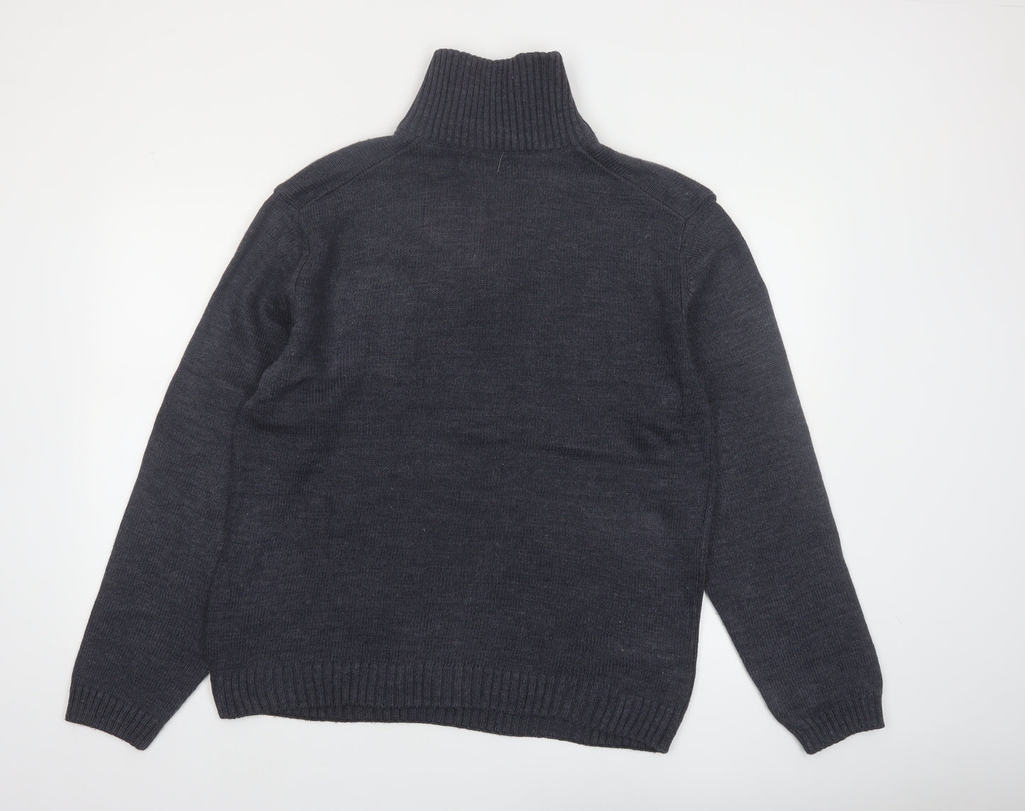 Jeep by Dandy Men's Grey Argyle 1/2 Zip Wool Blend Jumper XL