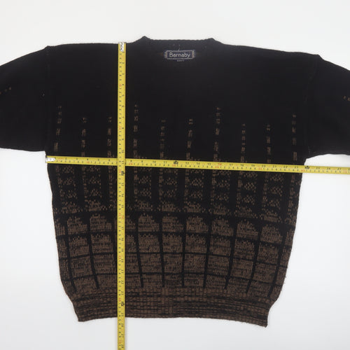 Barnaby Men's Black Brown Acrylic Knit Jumper XL Classic Patterned