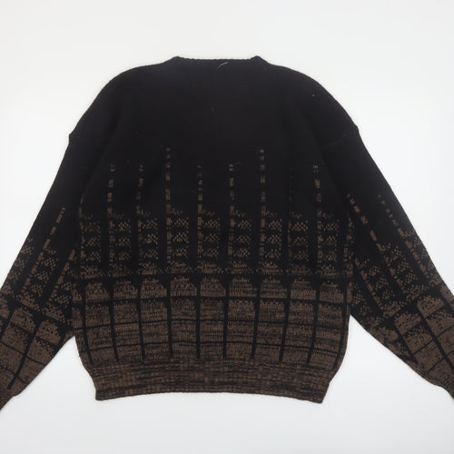 Barnaby Men's Black Brown Acrylic Knit Jumper XL Classic Patterned
