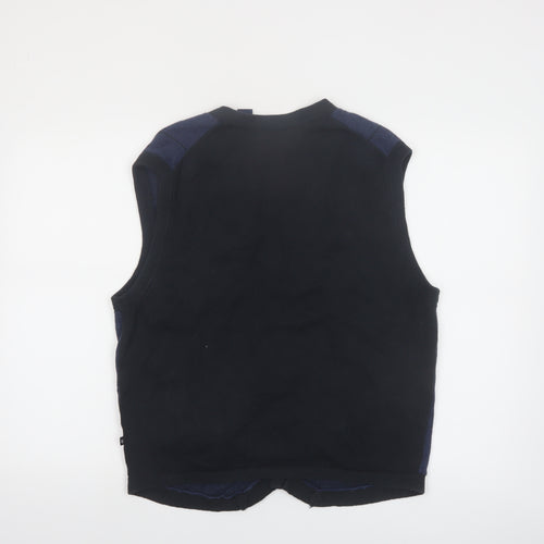 Chaps Men's Blue Check Cotton Button Vest Size L