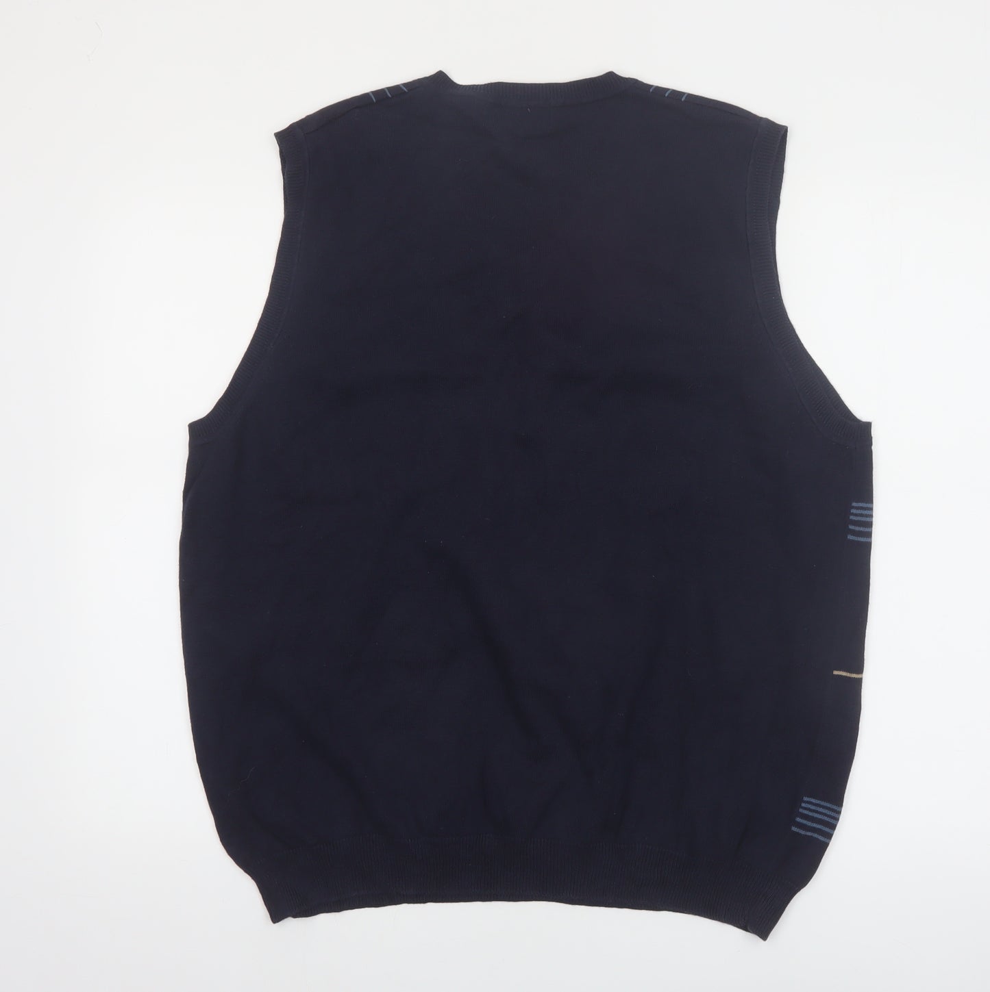 Van Heusen Men's Blue Check Cotton V-Neck Sleeveless Vest L