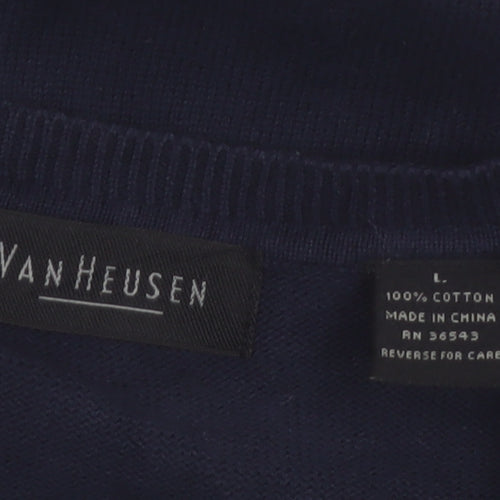 Van Heusen Men's Blue Check Cotton V-Neck Sleeveless Vest L