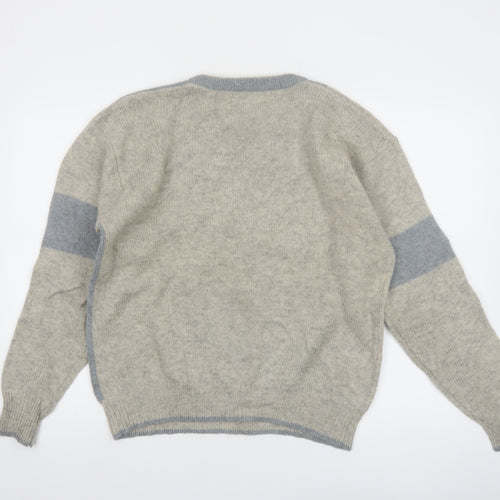 F.I. Moderna Men's Grey Wool Argyle Pullover Jumper M