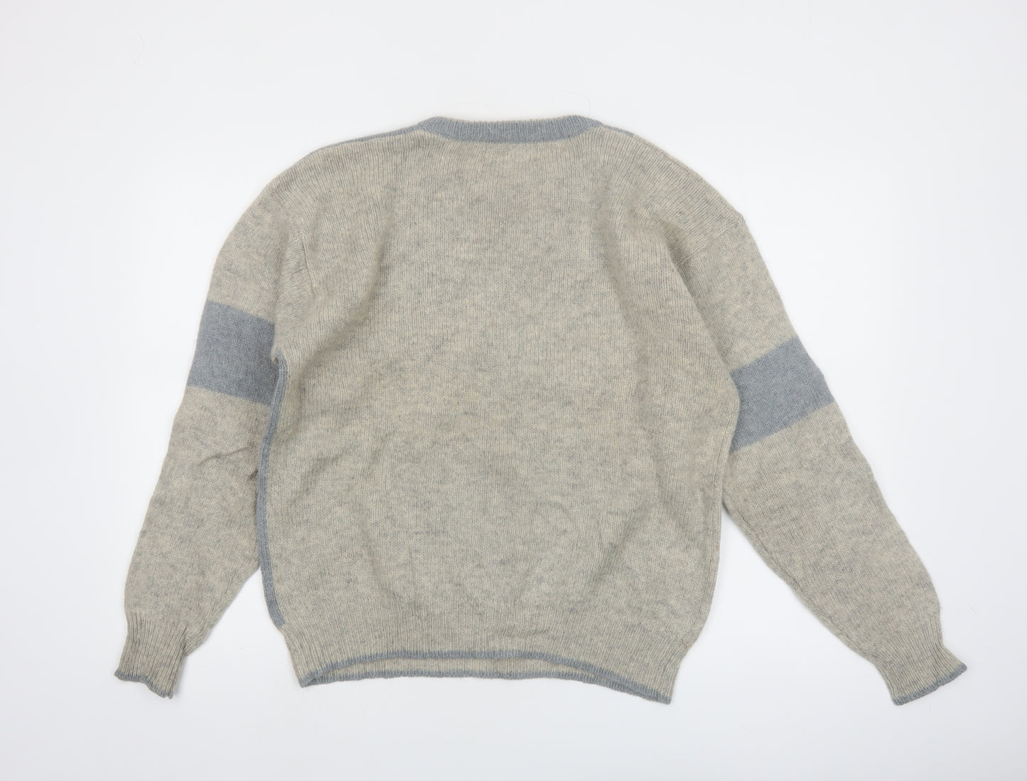 F.I. Moderna Men's Grey Wool Argyle Pullover Jumper M