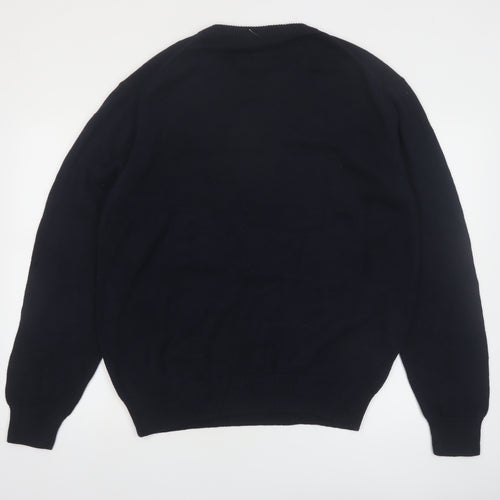Falls Creek Men's Blue Argyle Cotton Crew Neck Jumper Size L