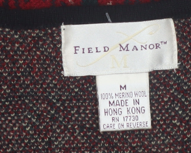 Field Manor Women's Red Checked Merino Wool Sleeveless Vest M