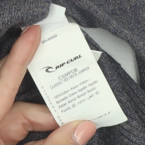 Rip Curl Men's Grey Cotton V-Neck Pullover Jumper Size L