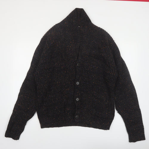 Pebble Beach Mens Black Wool Blend Cardigan XL Rib Knit Classic Style