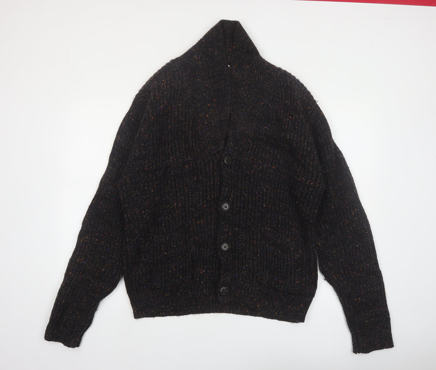 Pebble Beach Mens Black Wool Blend Cardigan XL Rib Knit Classic Style