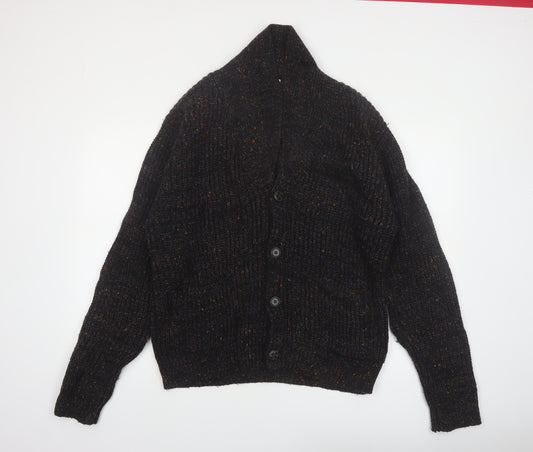Pebble Beach Mens Black Wool Blend Cardigan XL Rib Knit Classic Style