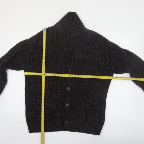 Pebble Beach Mens Black Wool Blend Cardigan XL Rib Knit Classic Style