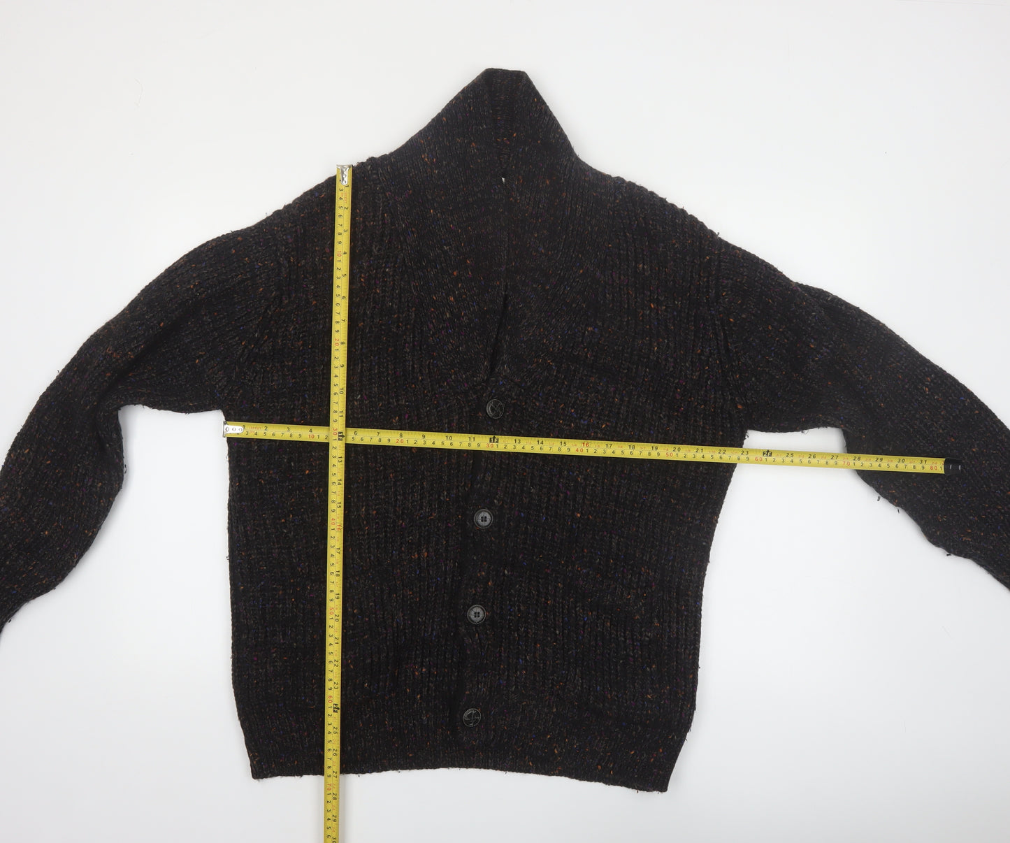 Pebble Beach Mens Black Wool Blend Cardigan XL Rib Knit Classic Style
