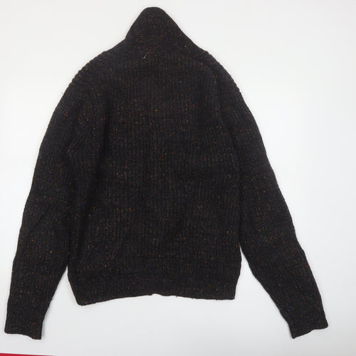 Pebble Beach Mens Black Wool Blend Cardigan XL Rib Knit Classic Style