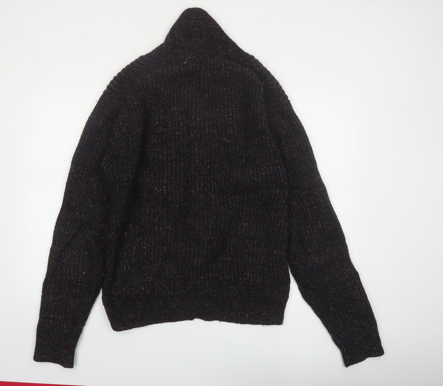 Pebble Beach Mens Black Wool Blend Cardigan XL Rib Knit Classic Style