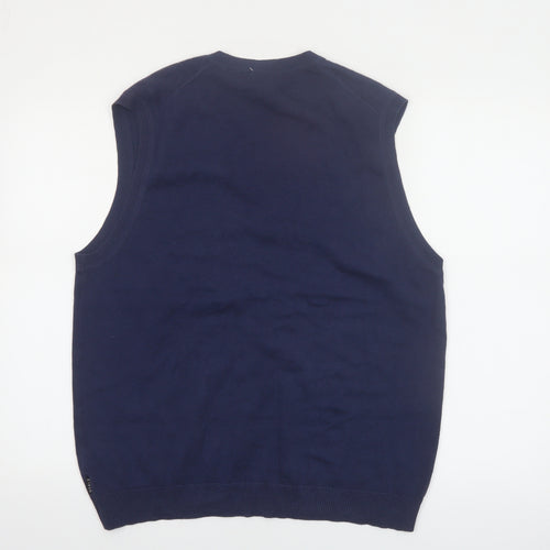 IZOD Mens Blue Argyle Golf Cotton Sleeveless Vest S