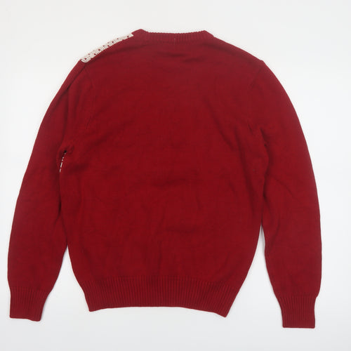 Dockers Men's Red Fair Isle Cotton Christmas Jumper Size S