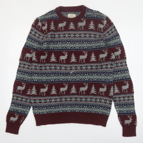 St John’s Bay Men’s Red Fair Isle Cotton Christmas Jumper Size S
