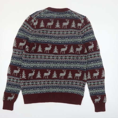 St John’s Bay Men’s Red Fair Isle Cotton Christmas Jumper Size S