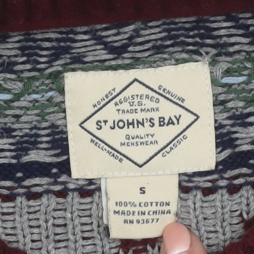 St John’s Bay Men’s Red Fair Isle Cotton Christmas Jumper Size S