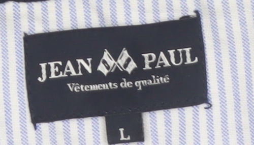 Jean Paul Mens Blue Striped Cotton Crew Neck Jumper L