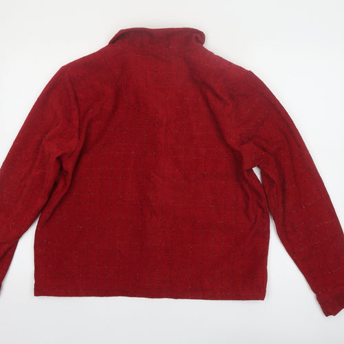 Christopher & Banks Women Red L Suit Jacket Long Sleeve Button Front
