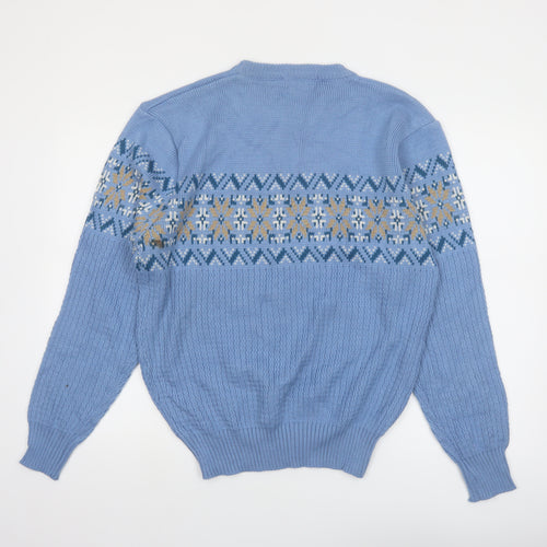 Rene de France Men’s Blue Fair Isle Acrylic XL Vintage Pullover Jumper