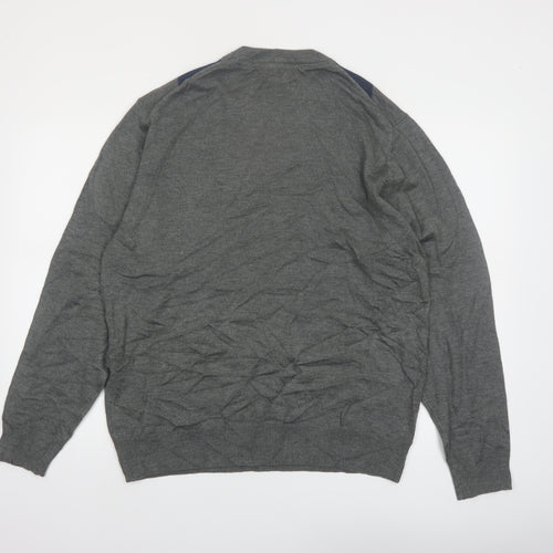 Tricots St Raphael Men's Grey Argyle Acrylic Pullover Jumper L