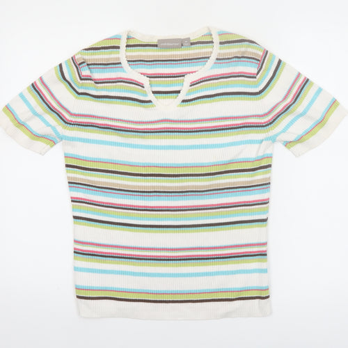 Croft & Barrow Women's Multicoloured Stripe Cotton V-Neck T-Shirt M