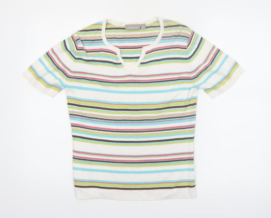 Croft & Barrow Women's Multicoloured Stripe Cotton V-Neck T-Shirt M