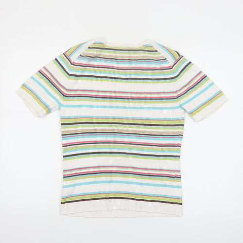 Croft & Barrow Women's Multicoloured Stripe Cotton V-Neck T-Shirt M