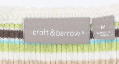 Croft & Barrow Women's Multicoloured Stripe Cotton V-Neck T-Shirt M