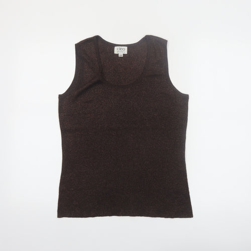Cleo Petites Brown Knit Sleeveless Tank Top Size M Women's