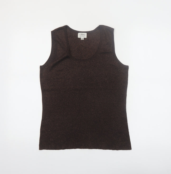 Cleo Petites Brown Knit Sleeveless Tank Top Size M Women's