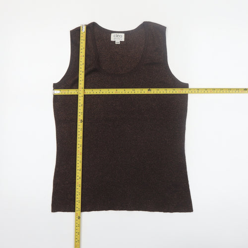 Cleo Petites Brown Knit Sleeveless Tank Top Size M Women's
